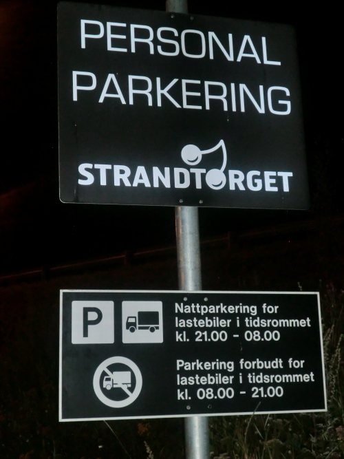 Skilt ved bobilparkering på Lillehammer