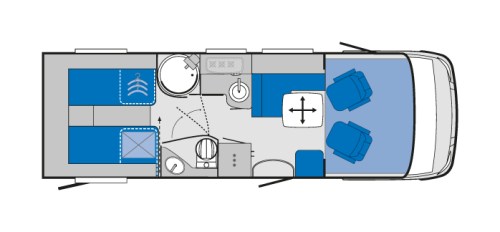 Planløsning til bobilen Knaus Sky I 700 LEG